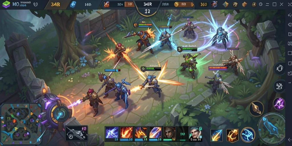 Screenshot gameplay 34R menampilkan aksi seru pertempuran tim.