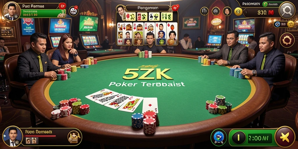 Tampilan gameplay seru dari aplikasi 5ZK saat bermain Poker.