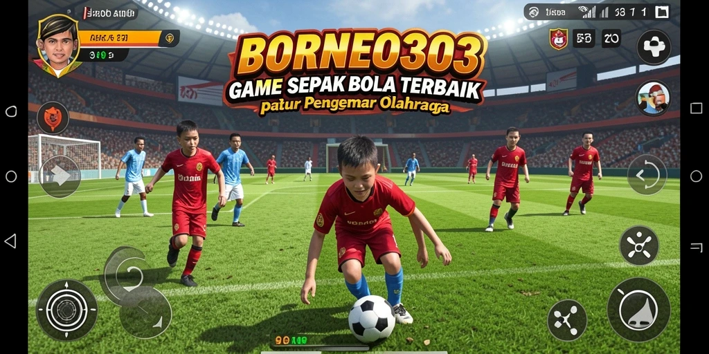 Tampilan gameplay menarik di <strong>BORNEO303</strong> dengan aksi sepak bola yang seru.