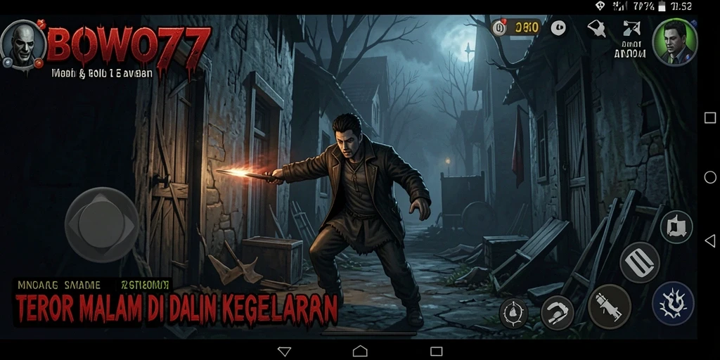 Tangkapan layar gameplay menakutkan dari BOWO77 yang menunjukkan momen mencekam.