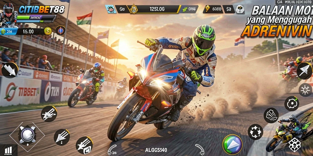Tampilan gameplay seru balapan motor di CITIBET88.