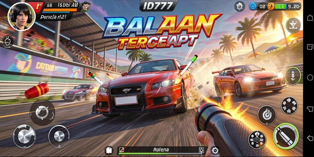 Tampilan gameplay seru dari ID777 dengan aksi balap yang intens.