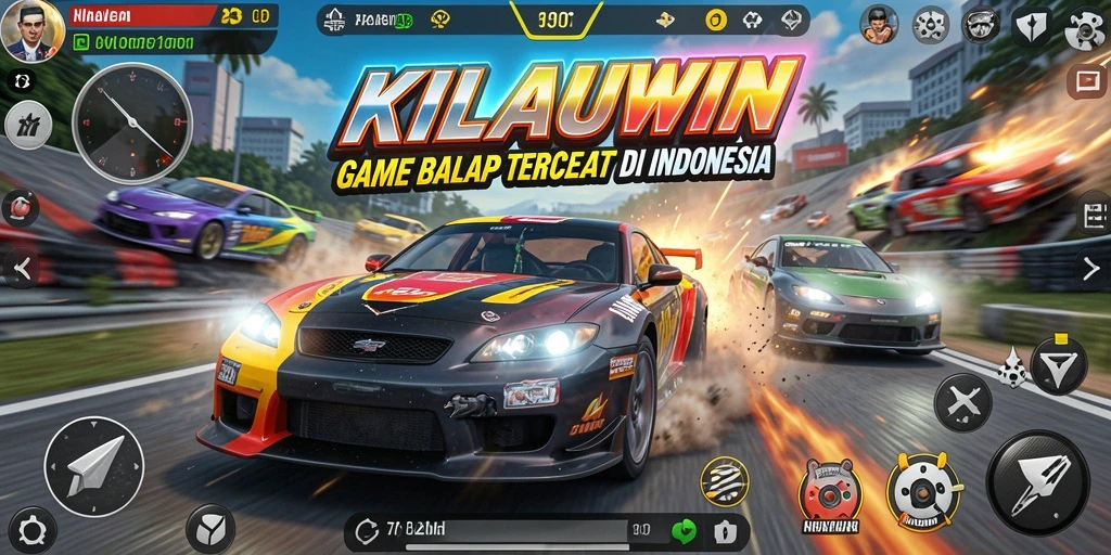 Tampilan balapan seru dalam KILAUWIN dengan grafik menakjubkan.