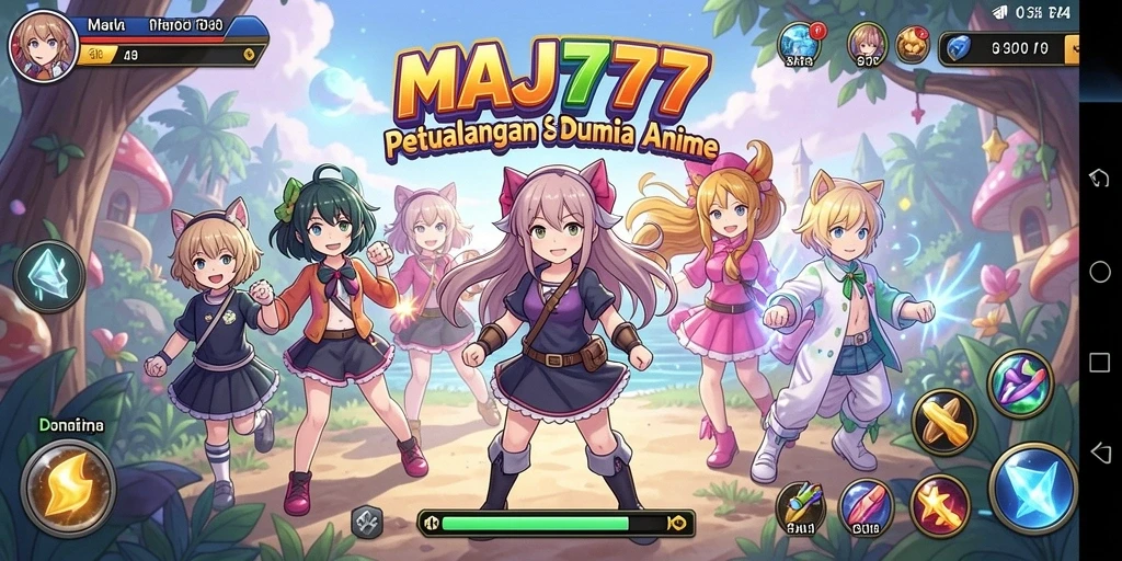 Tampilan gameplay menarik dari MAJ777 dengan karakter anime ikonik.