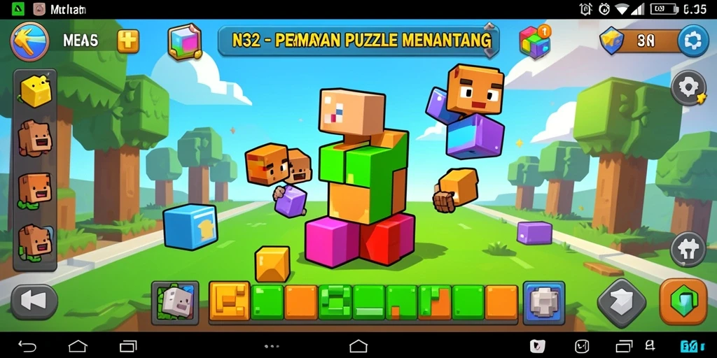 Screenshot N32 menunjukkan gameplay teka-teki yang menantang dan seru.