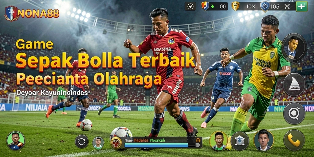Tampilan gameplay mendebarkan di NONA88 dengan aksi sepak bola realistis.