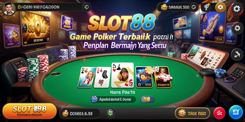 Menampilkan antarmuka menarik dari gameplay Poker di SLOT88.
