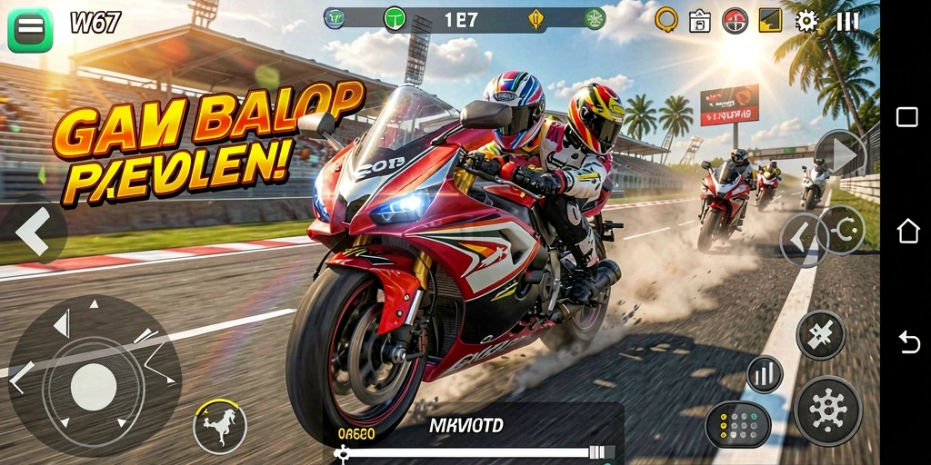 Gameplay mendebarkan dalam balapan motor yang intens.