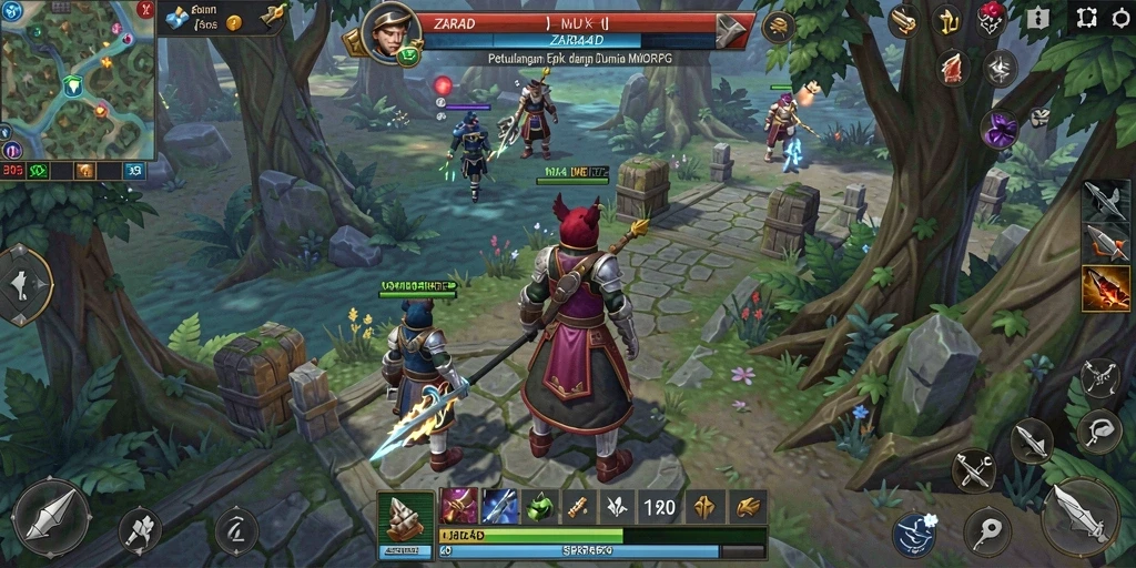 Screenshot gameplay ZARA4D menampilkan dunia fantasi yang kaya.